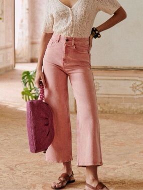 Sézane le crop in Rosewood 
High-Rise Wide-Leg Jeans size 36 / US 4